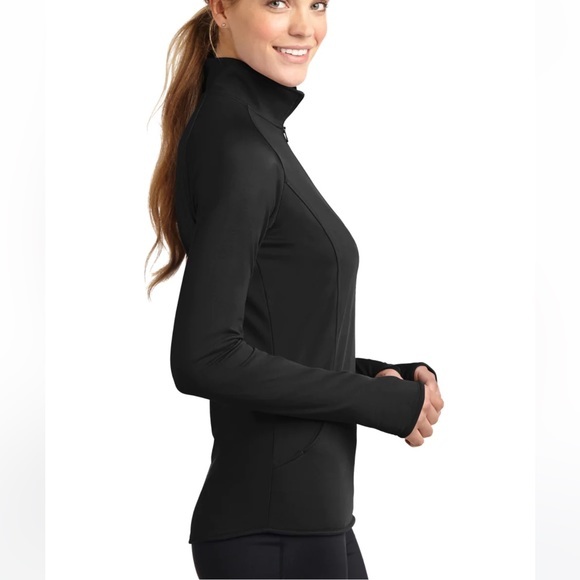 Tek Gear DRYTEK size M black long sleeve 1/4 zip pullover athletic shirt jacket - Picture 2 of 15